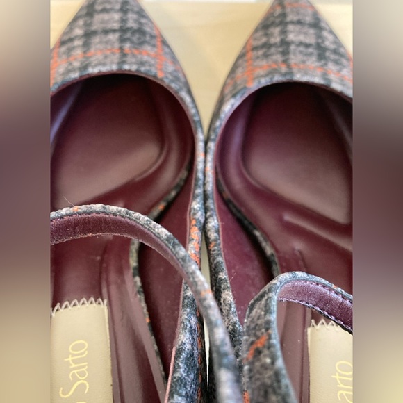 Franco Sarto Gray and Red Plaid Heels - Picture 5 of 7
